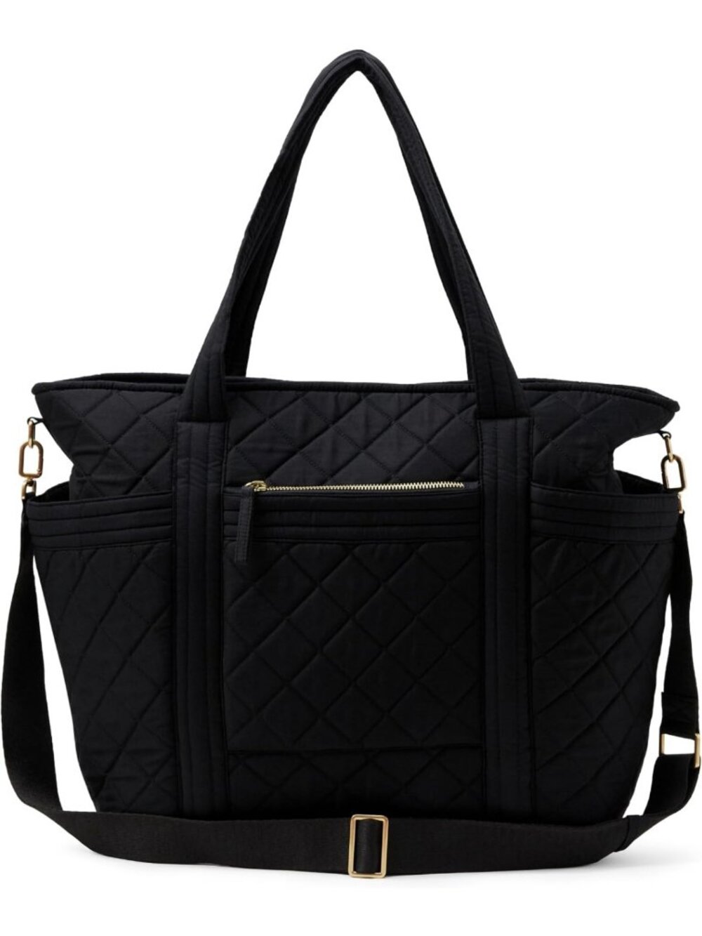 Stylish Quilted Cotton Travel Tote Bag for Women - Versatile Black One Size